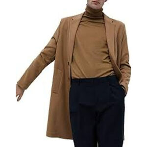 Men's ZARA 4 Way Camel Trench Coat with Black Buttons, Medium